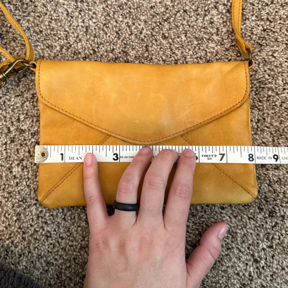Gusti Leder Studio Yellow Leather Crossbody Bag Distressed Magnetic Closure
